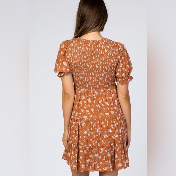 Pinkblush rust floral flower daisy smocked top mini dress nwt - Picture 3 of 9